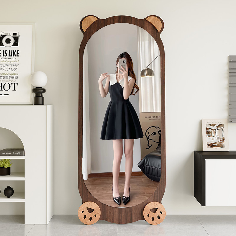 小熊全身镜落地镜家用女生卧室穿衣镜网红试衣镜服装店异形大镜子