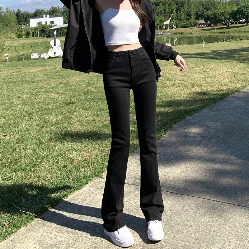 喇叭裤微喇女高腰显瘦加绒马蹄裤