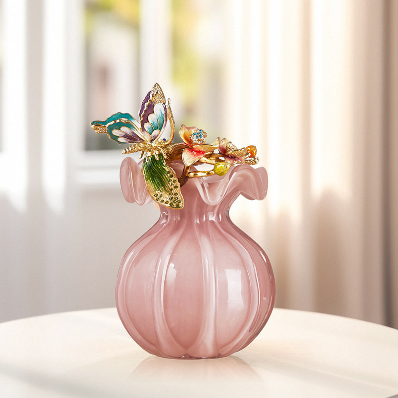 轻奢珐琅彩玻璃花瓶摆件2025新款高级感客厅高端艺术摆设家居装饰