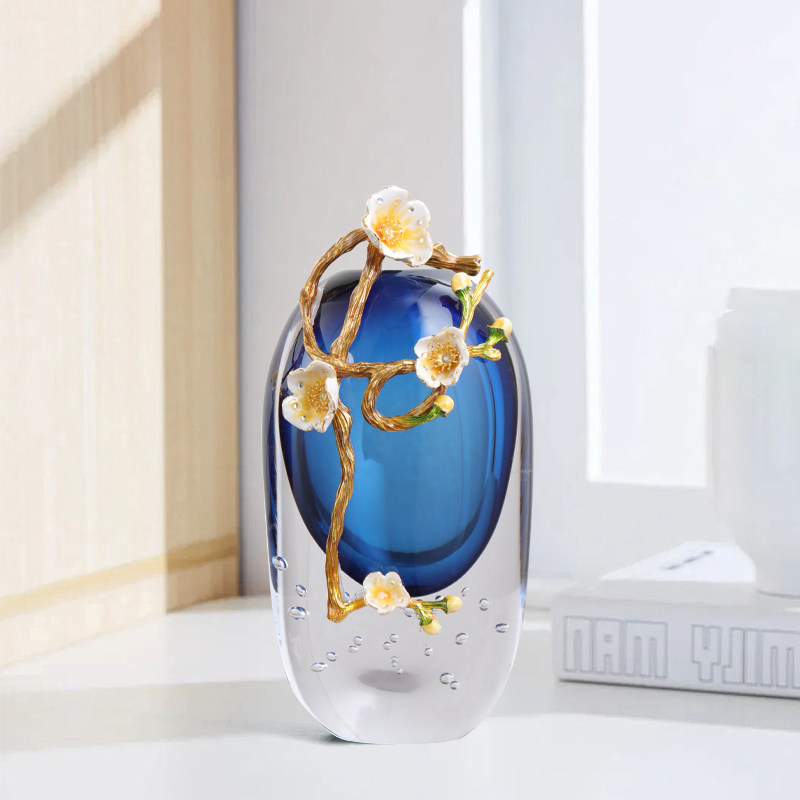 轻奢高级感琉璃花瓶摆件玻璃客厅酒柜装饰珐琅彩高档家居饰品5689