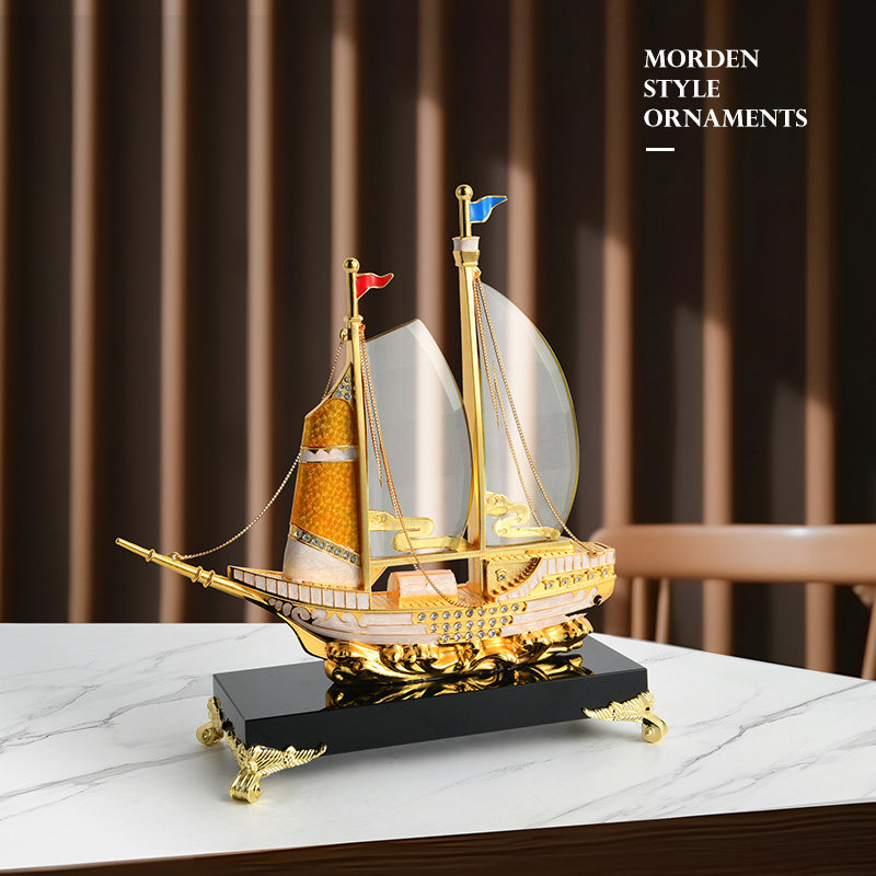 一帆风顺帆船摆件珐琅彩船毕业纪念退伍军人纪念品送战友老兵纪念