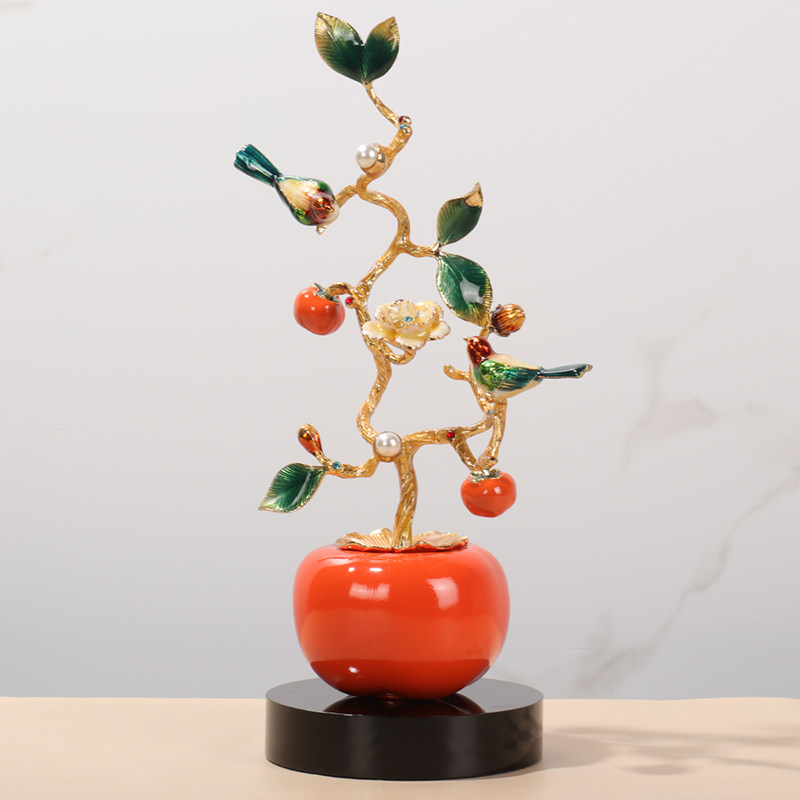 新中式柿柿如意摆件客厅创意家居装饰桌柜台摆饰品送长辈高雅礼品