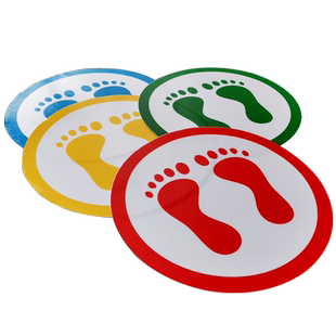 幼儿园地面定点地贴站位贴纸标识工厂车间耐磨防滑学校排队圆形脚丫脚印地板贴纸地贴定制