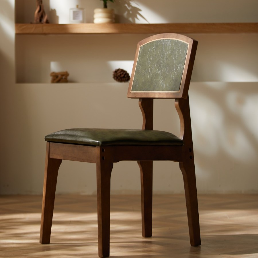实木胡桃色现代简约设计师高颜值靠背酒店家用咖啡厅休闲餐桌椅子