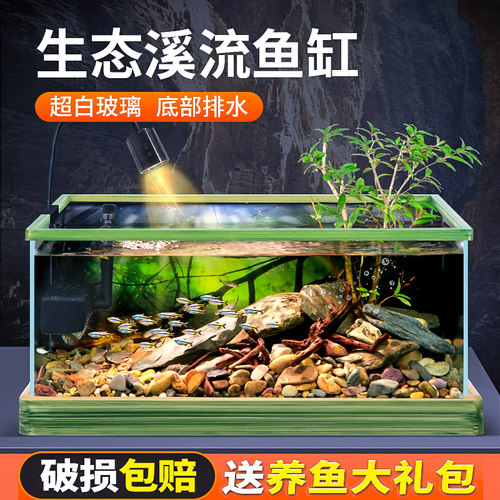南美风溪流缸超白玻璃鱼缸客厅小型生态造景过滤制氧用乌龟饲养缸