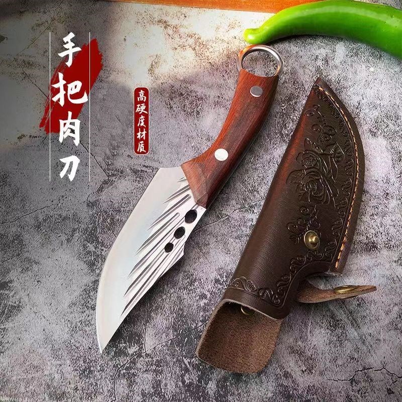 手工锻打不锈钢指环手把肉小刀水果刀烤肉吃牛羊肉小刀杀鱼剔骨刀图片