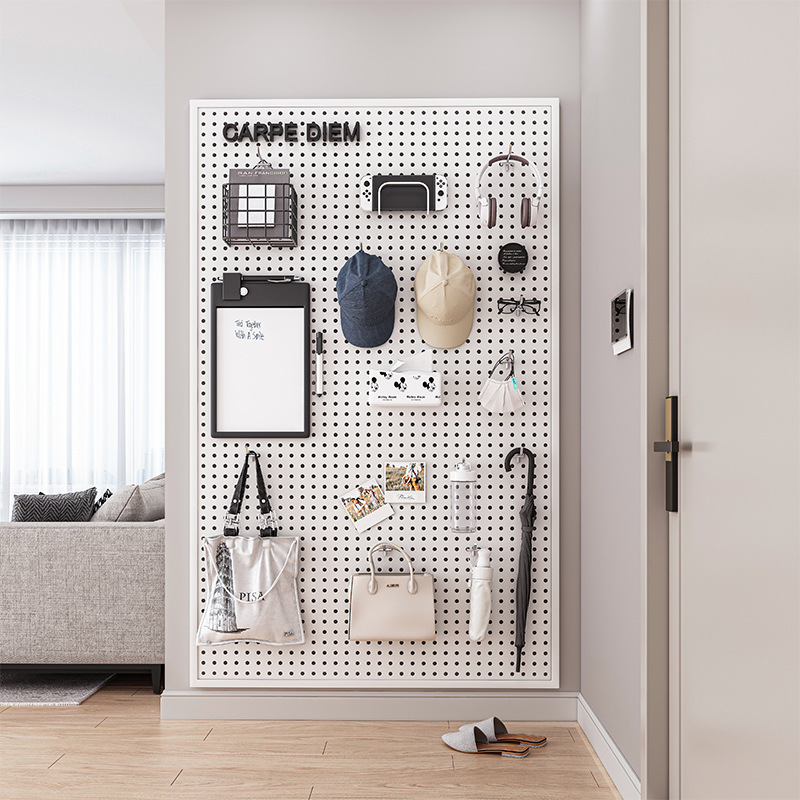 圆孔洞洞板墙上置物架货架不锈钢展示收纳饰品五金工具万能挂板墙