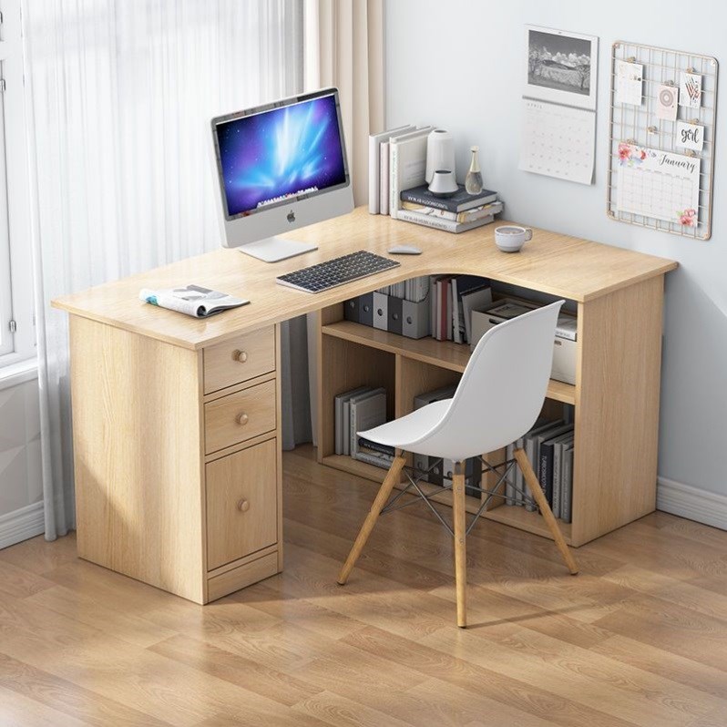 飘窗拐角书桌转角桌子墙角桌l型书桌书柜一体小户型迷你书桌租屋