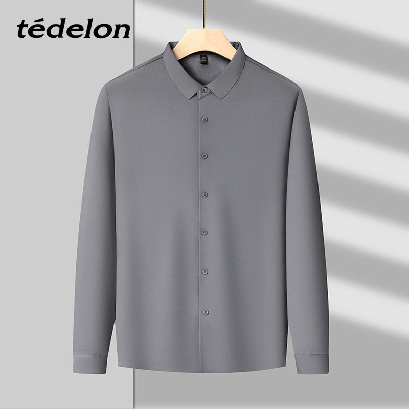 tedelon加绒高质感长袖休衬衫