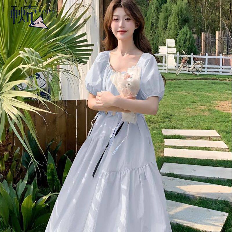 秋壳连衣裙女韩版2025新款夏季爆款长裙小个子小众轻奢收腰显瘦