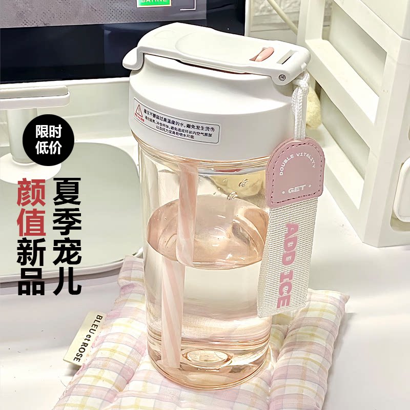 zippo水杯女生夏天高颜值带吸管杯大容量便携新款2026塑料杯子男