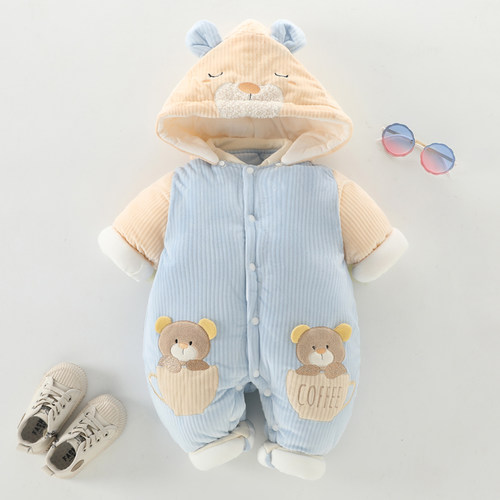 连体衣努米熊棉服婴儿秋冬季