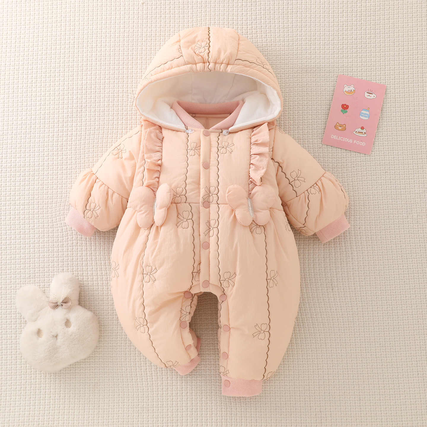 宝宝加厚连体衣秋冬婴儿加绒哈衣