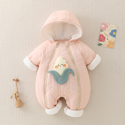 婴儿保暖加厚连体衣秋冬