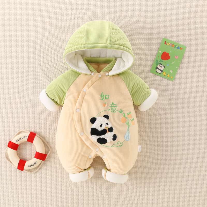 努米熊连帽斜襟按扣冬季