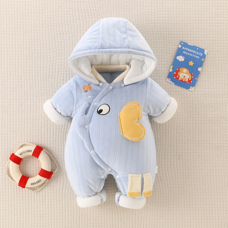 努米熊斜襟按扣连体衣秋冬