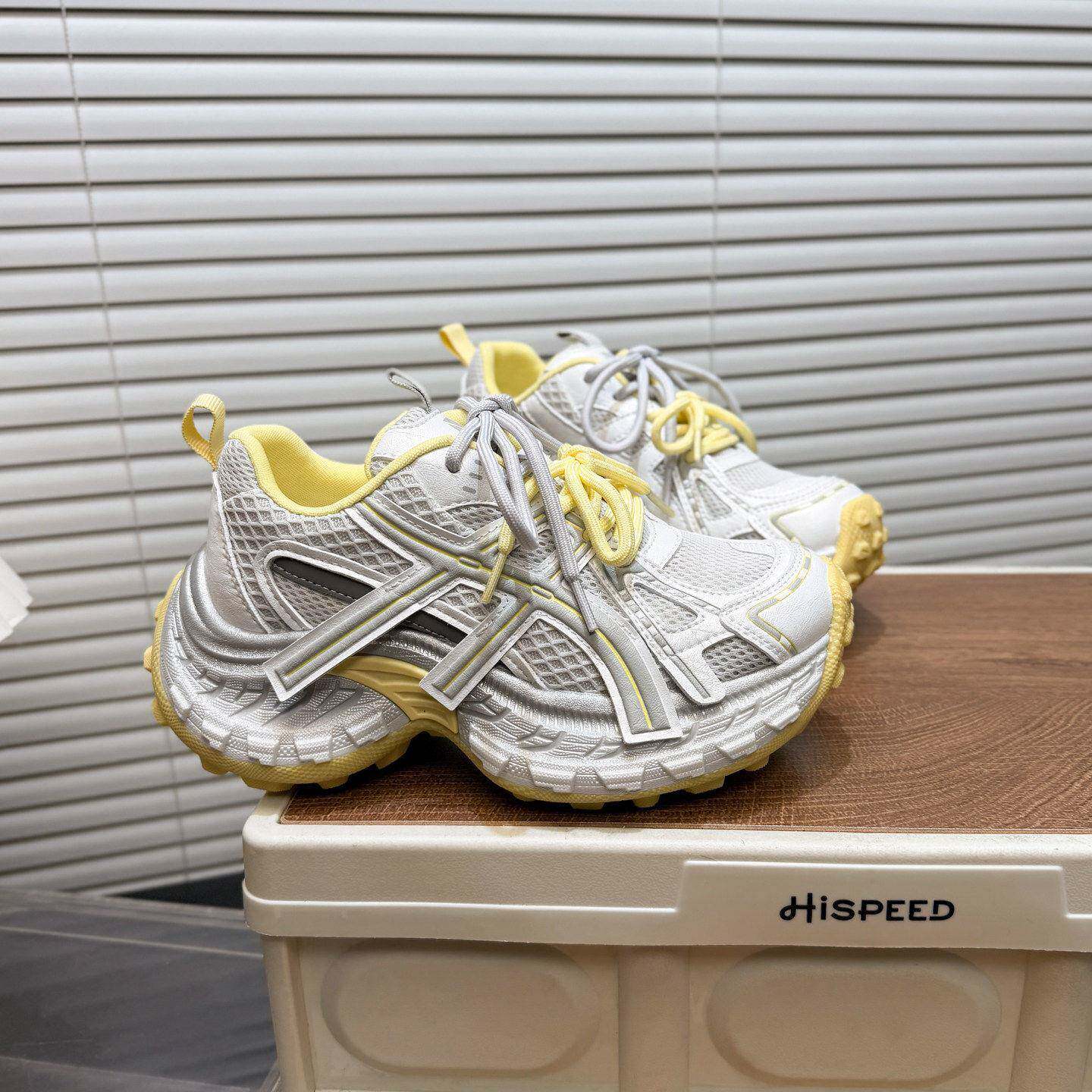 潮牌巴黎真皮厚底网面透气老爹鞋女2026新款时尚轮胎底休闲运动鞋
