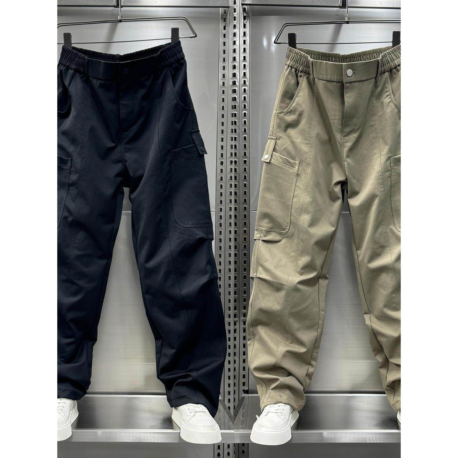 Mostarsea~潮牌工装休闲裤男士宽松直筒哈伦裤多口袋阔腿弯刀裤