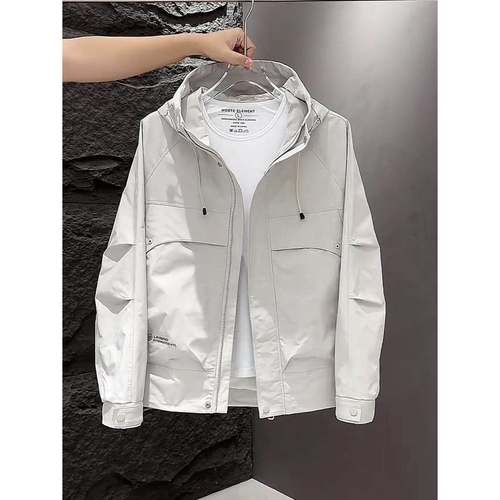 MAROLIO~版型超赞！韩版帅气宽松连帽外套男潮流拼接痞帅工装夹克