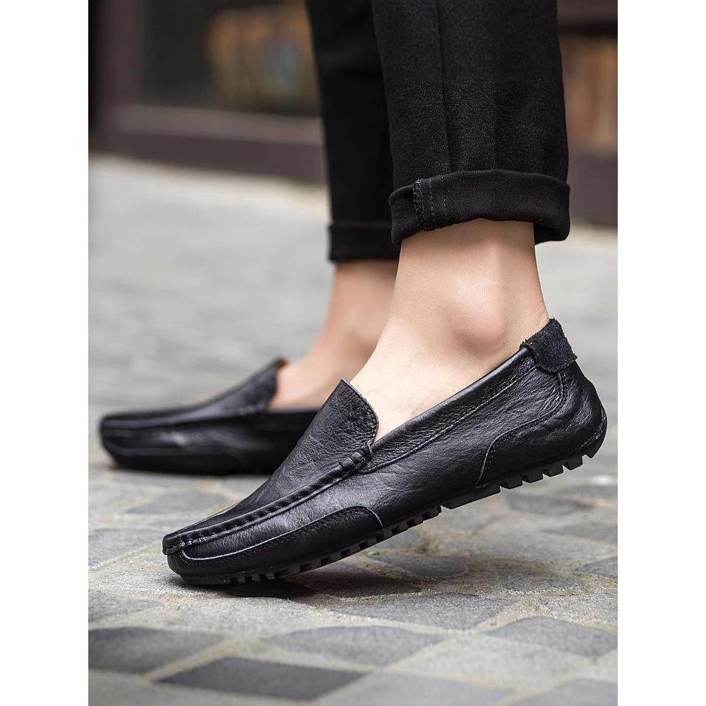 潮搭单品不容错过！新款懒人一脚蹬豆豆鞋正装商务休闲皮鞋子男,流行男鞋,雨鞋,淘宝优惠券,粉丝福利购,淘宝优惠卷