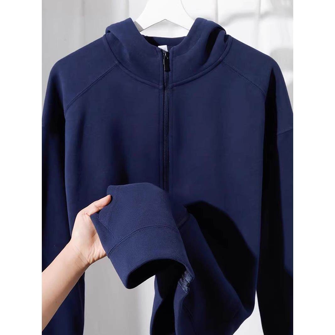 MAROLIO~高级又百搭！350G精梳棉针织开衫卫衣男平纹拉炼连帽外套