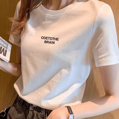 白色美式短袖正肩T恤女2026年纯棉新款欧货宽松显瘦小个子上衣夏