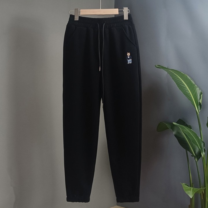 春秋新款宽松休闲直筒小熊卫裤女小个子加绒加厚哈伦运动裤潮