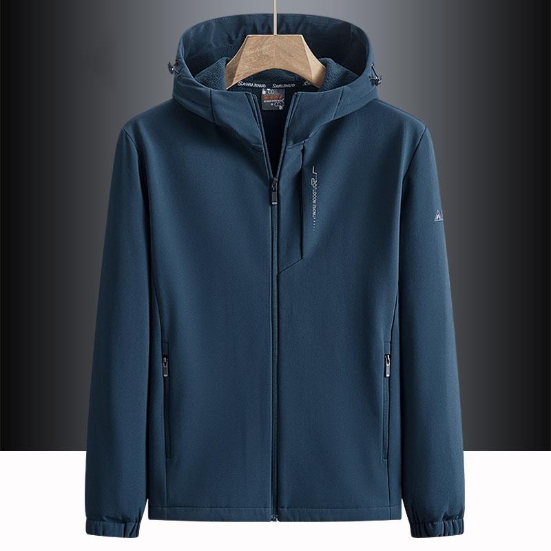 MAROLIO~进口挪威！软壳冲锋衣男防风抓绒外套加厚运动连帽摇粒绒