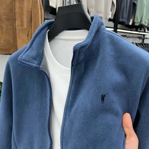 MAROLIO~重磅推荐！纯色立领拉炼卫衣男秋冬季加绒加厚保暖抓绒衣