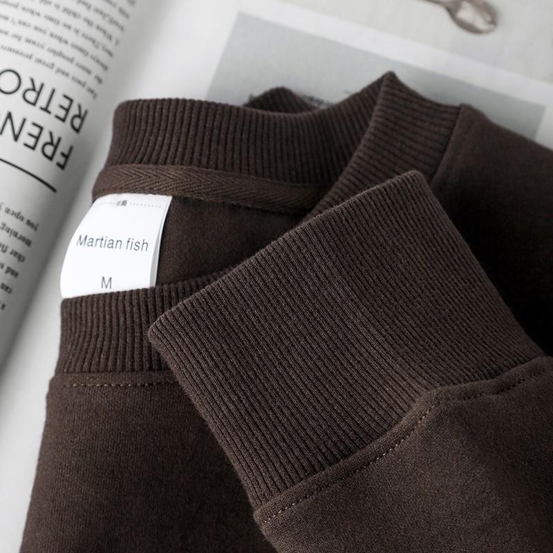 MAROLIO~质感绝瞭！咖啡色300g重磅卫衣男长袖纯棉舒适潮打底衫女