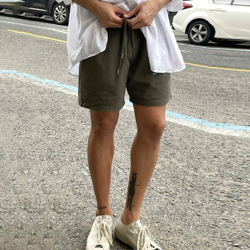 Upscale潮人 亚麻短裤男夏季薄款韩版直筒百搭五分裤宽松休闲裤子