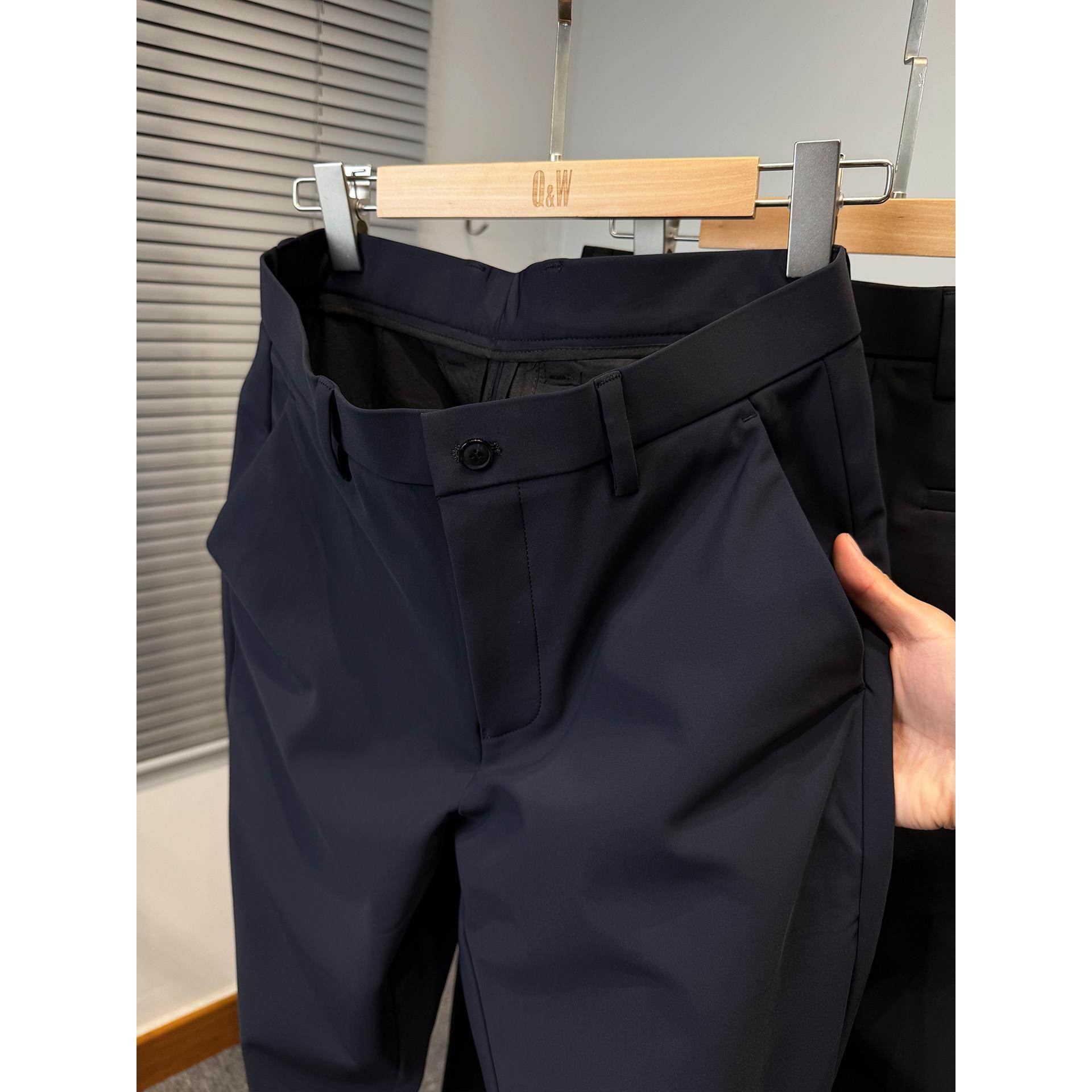 palm city锦氨四面弹力商务休闲裤男款秋冬季直筒加绒加厚长裤子