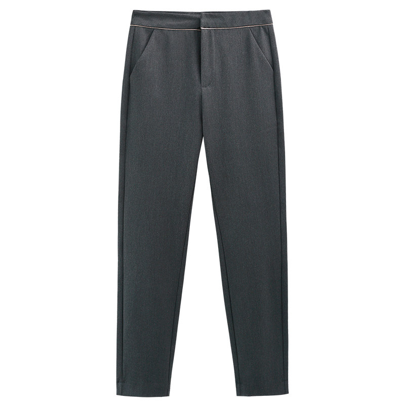 春秋新款灰色西装裤女九分裤子小脚直筒高腰烟管裤职业西裤
