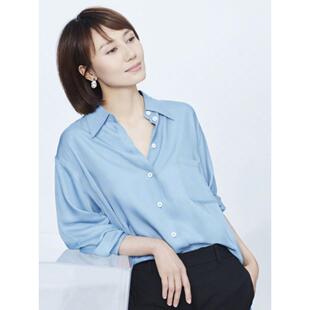 法国欧货宋茜袁泉明星同款真丝衬衫女2025新款休闲百搭桑蚕丝衬衣