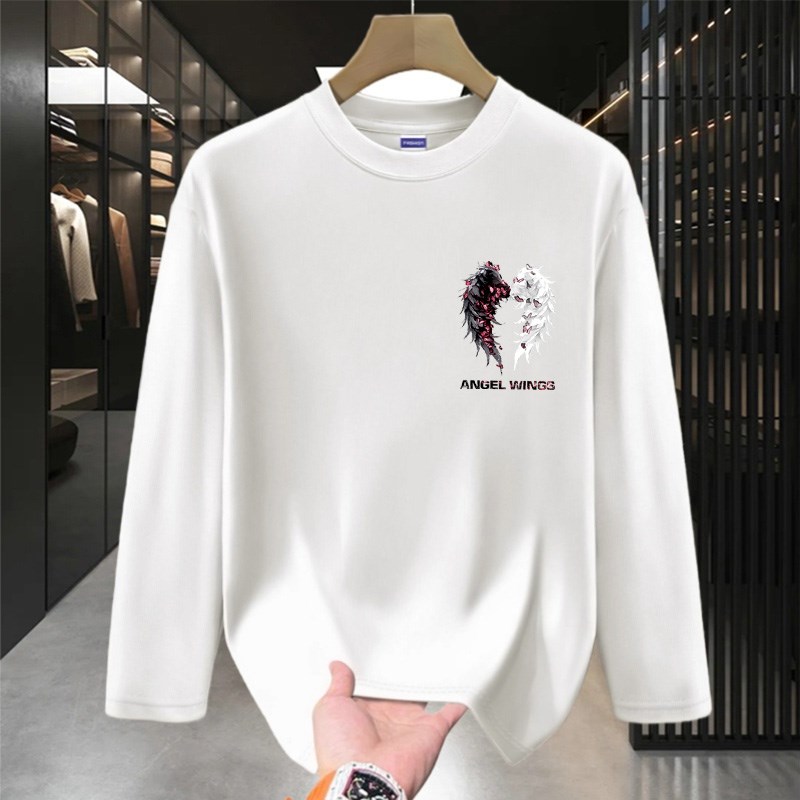 MAROLIO~上身柔软舒适!重磅长袖T恤男美式帅气印花宽松卫衣