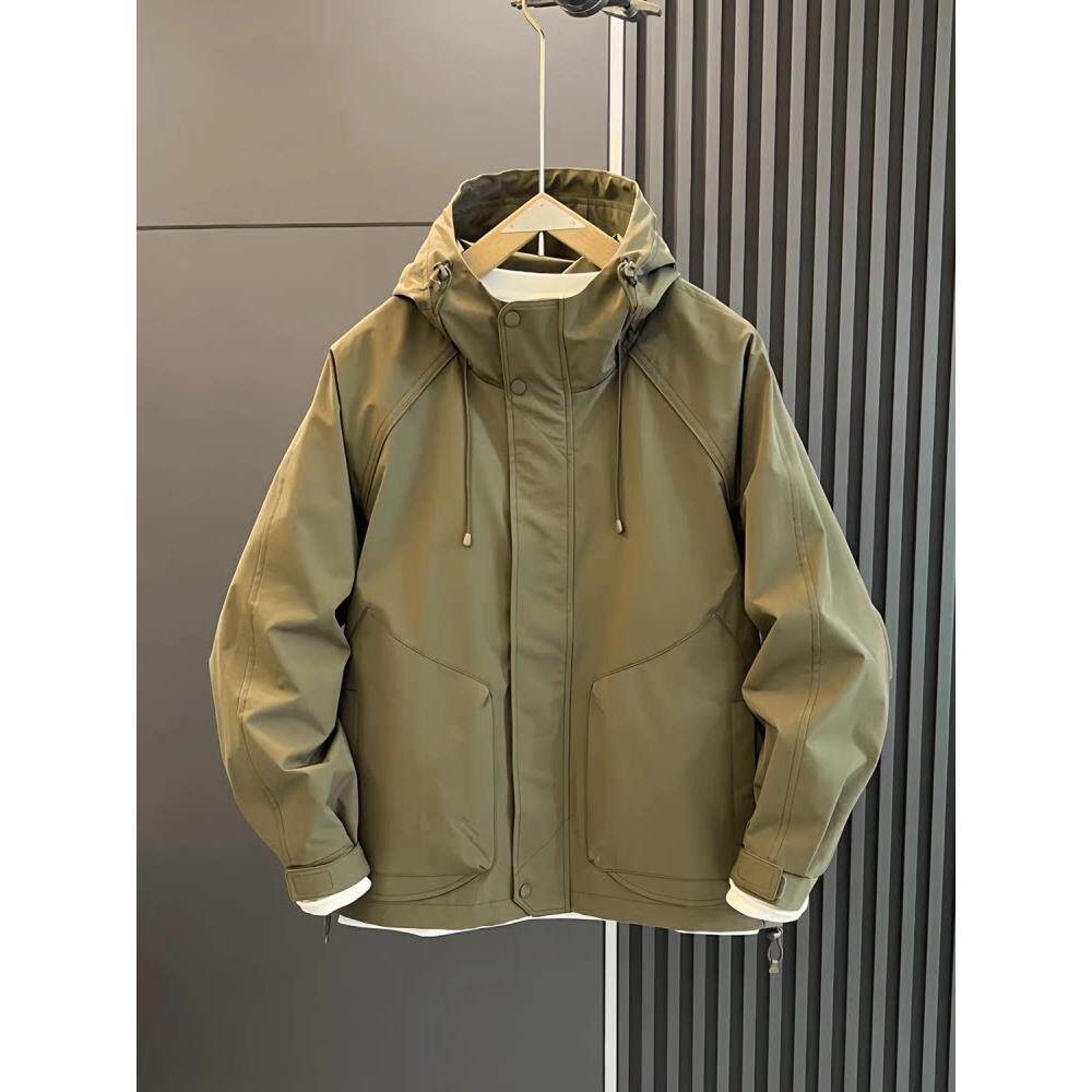 高端工装外套男士春秋季2025新款爆款运动连帽冲锋衣男款冬装棉服