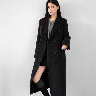 2025秋冬季新款高级感毛呢大衣女胖mm韩系中长款呢子外套大码女装