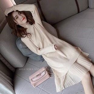 高级感直筒裙内搭打底针织洋装 秋季 法式 女装 洋派 2023新款