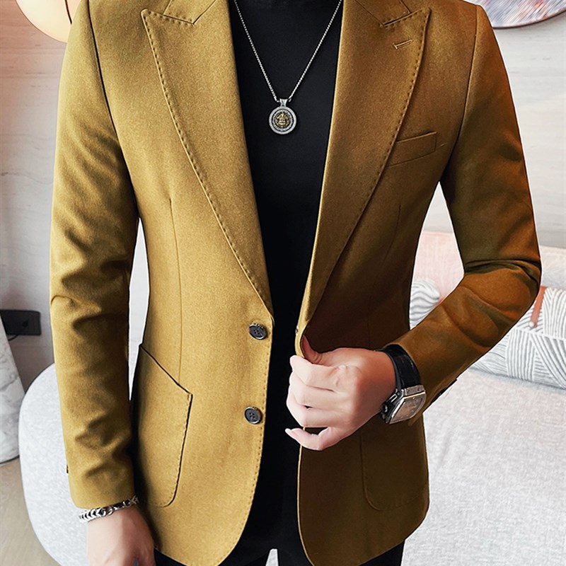 潮流英伦风修身西装外套男秋季2025新款高级感帅气休闲商务小西服