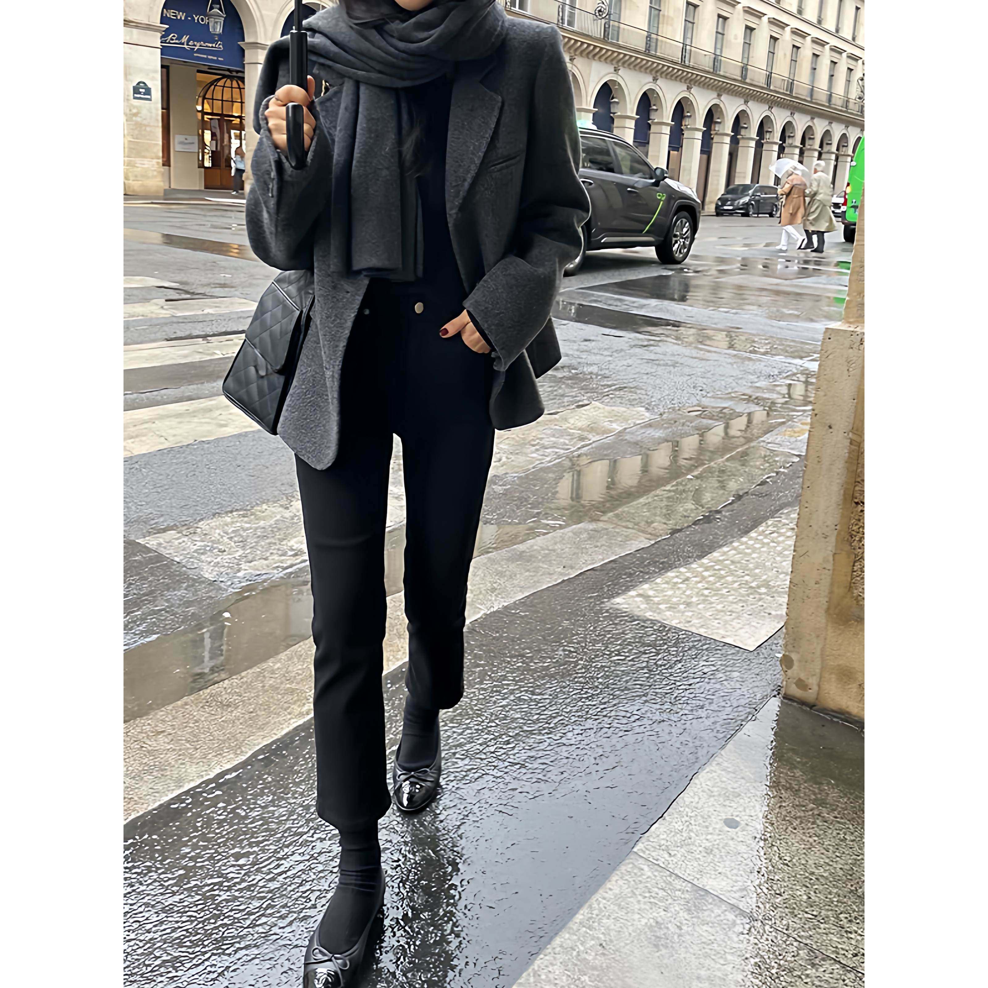 高级感灰色小西装呢子大衣女秋冬羊毛呢外套小个子赫本风气质上衣