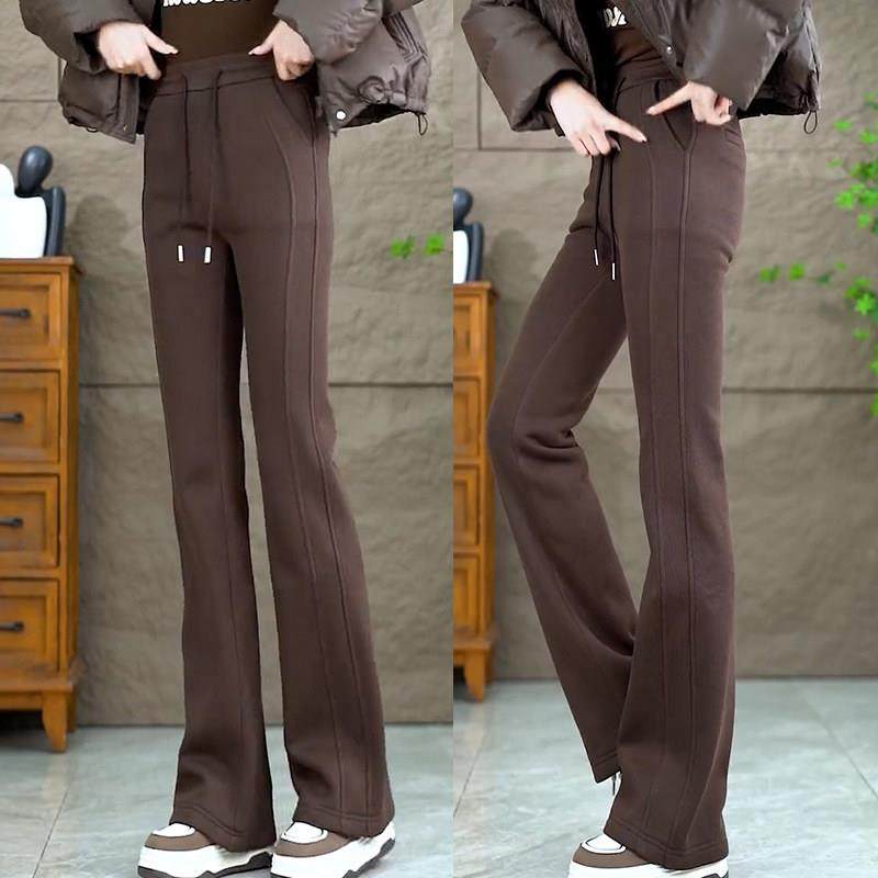 高端马蹄裤女2025春秋新款休闲大码微喇卫裤高腰显瘦气质运动裤子