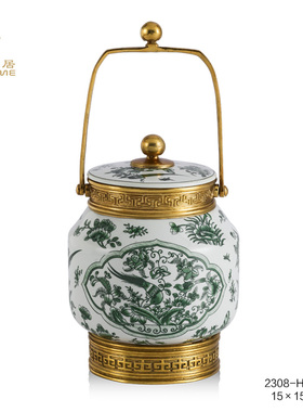 凤凰美居新品美式欧式客厅玄关壁炉装饰摆件电视柜茶几台面搭配