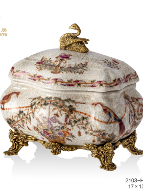 凤凰美居美式欧式玄关套系搭配摆件桌面盖盒收纳盘花瓶点心碟