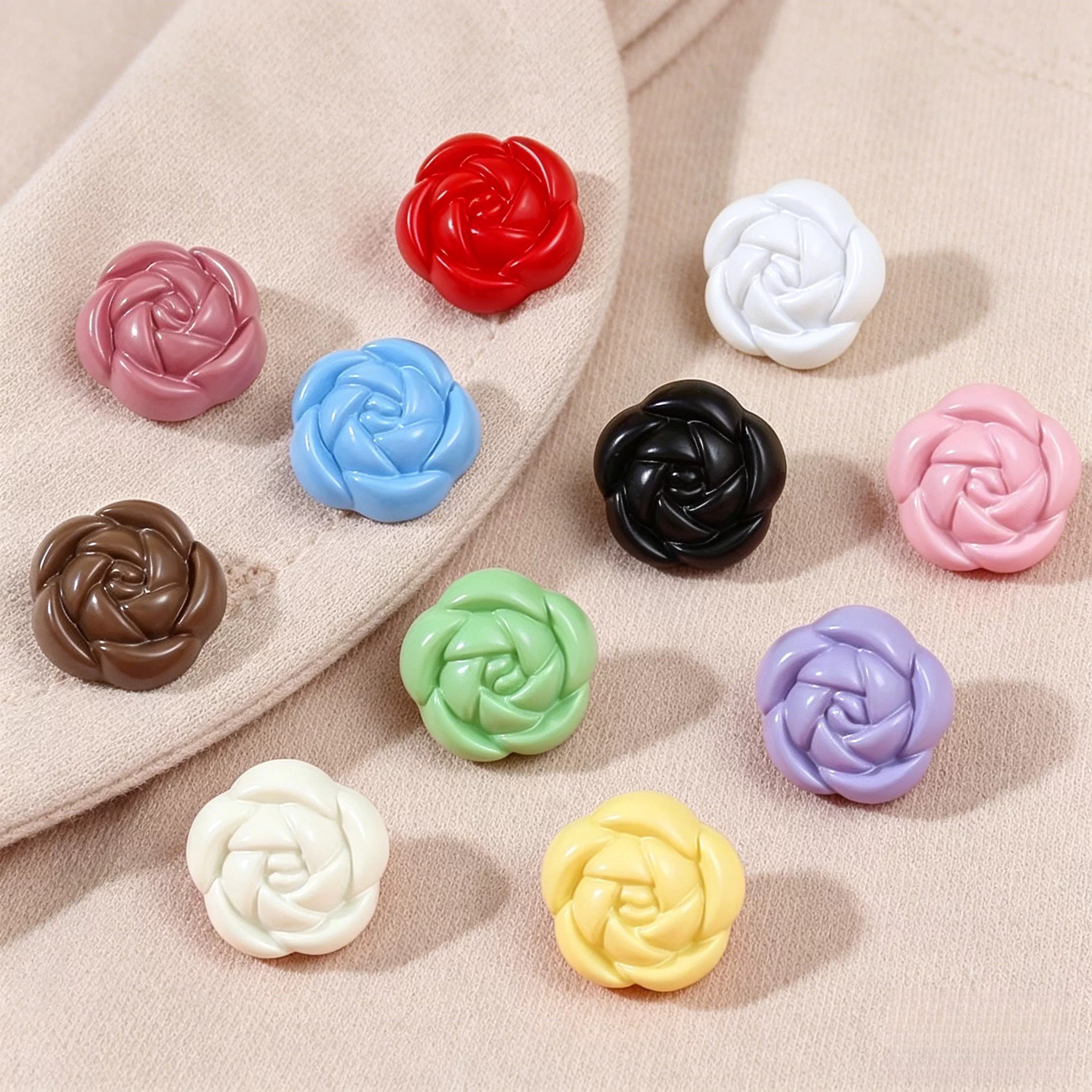 彩色玫瑰花纽扣儿童衣服衬衫衬衣毛衣针织衫上衣外套装饰小扣子