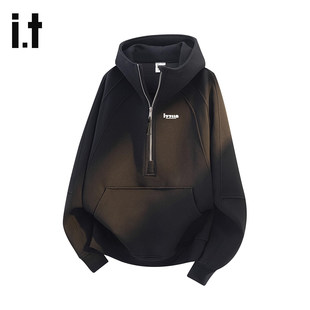 上衣男士 it：izzue官方半开衫 潮流柔软情侣款 秋季 连帽卫衣男款