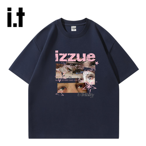 izzue潮牌男宽松透气短袖T恤