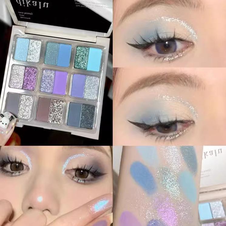 正品蓝紫撞色小烟熏！克莱因蓝拼盘十八色眼影盘蓝色珠光玩妆平价