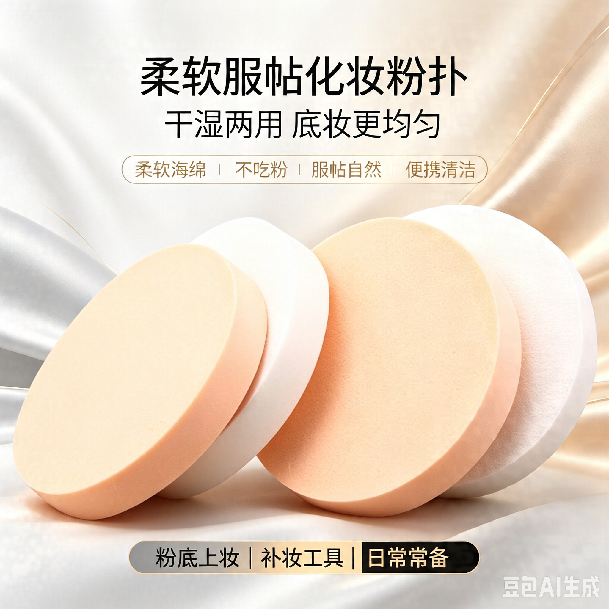 正品摄影工作室特别大白色粉扑圆湿粉扑化妆海绵洗脸粉扑粉底粉扑