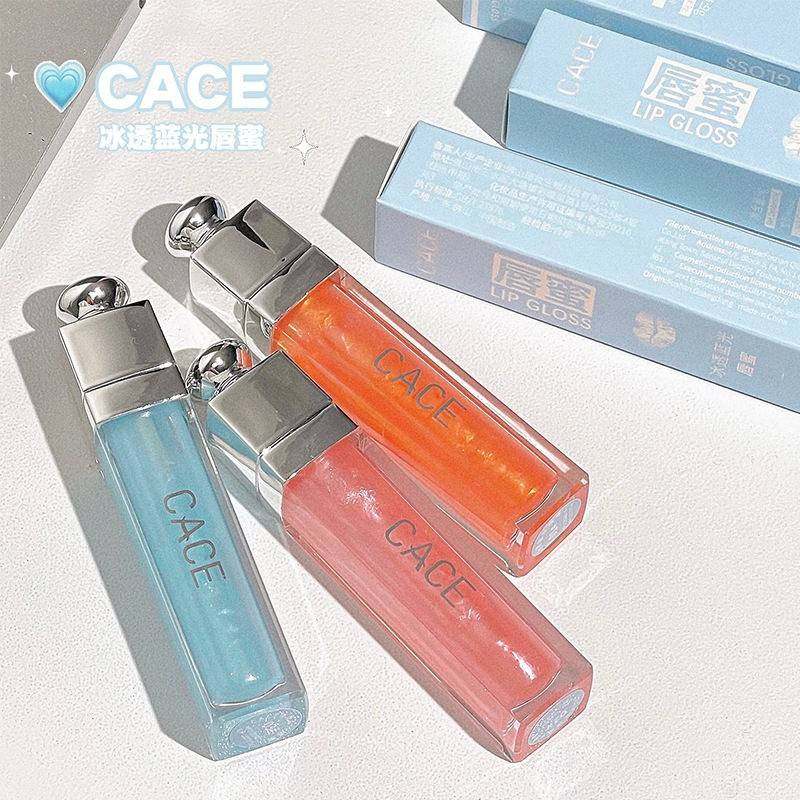 正品CACE冰透蓝光唇蜜水光玻璃感唇彩滋润透明镜面水光唇釉
