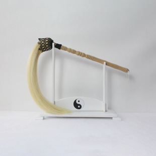 太极拂尘真马尾拂尘梨木杆佛尘尘拂蝇甩子道具普通白色